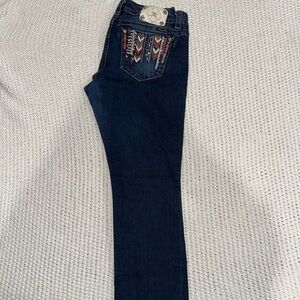 Miss Me Dark Blue Skinny Jeans with Embroidered Pocket